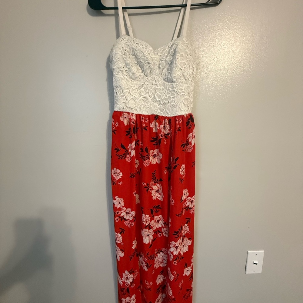 Candie's White and Red Floral Maxi Dress